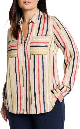 Nic+Zoe Painted Stripe Popover Top in Neutral Multi at Nordstrom Rack, Size 1X