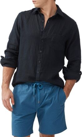 Rodd & Gunn Coromandel Button-Up Linen Shirt in Midnight at Nordstrom, Size Small