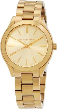 Michael Kors Slim Runway Quartz Gold Dial Ladies Watch MK7561SET
