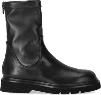 Guglielmo Rotta Zwarte leren enkellaars met sok effect - Dames - Enkellaarsjes - Zwart - 37 1/2 EU - Leer - Schoenen