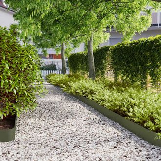 Berkfield Home Lawn Edgings 50 pcs Olive Green 15x103 cm Cold-rolled Steel in Black