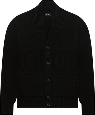 GCDS Compact-knit Cardigan - Heren - Vesten - Zwart - S - Truien & Vesten