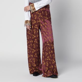 Dries Van Noten Pantaloni a gamba larga viola in jacquard