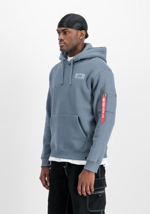 Alpha Industries Hoodie ALPHA INDUSTRIES Backprint Hoodie, Herren, Gr. S, denim blau, Obermaterial: 80% Baumwolle, 20% Polyester, regular fit, Sweatshirts Hoodie