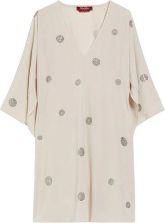 Max Mara Versierde Kaftan T-Shirt met V-hals - Dames - Tunieken - Beige - XL - Overhemden