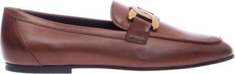 Tod's Leren Mocassins met Ketting Gesp Detail - Dames - Loafers - Bruin - 36 EU - Leer - Schoenen