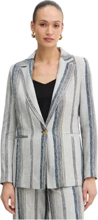 Fracomina Jassen, Dames, Veelkleurig, XS, Katoen, Blazer Jas Regular Fit Single Breasted