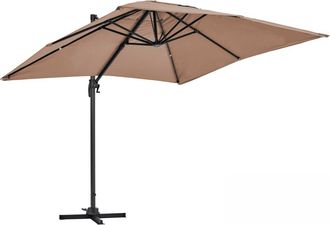 Oviala Sombrilla voladiza giratoria de 2 x 3 m en aluminio gris topo