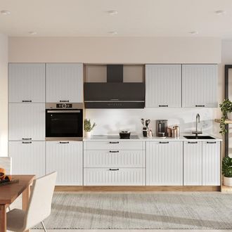 Vicco Mueble De Cocina Fame-line, Blanco Casa De Campo/roble Dorado, 340 Cm, Et Roble, Vicco