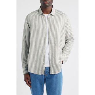 Wax London Shelly Stripe Button-Up Shirt in Sage at Nordstrom, Size Xx-Large