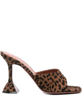 Amina Muaddi 95mm Lupita square-toe leopard sandals - Brown