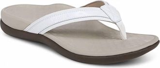 Vionic Womens Tide Orthotic Flip-Flops In White Patent Webbing