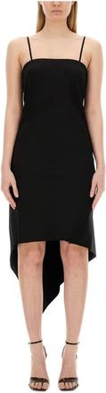 Helmut Lang Jurk met Sjaalzoom - Dames - Korte kleedjes - Zwart - 2XS - Wol - Kleedjes