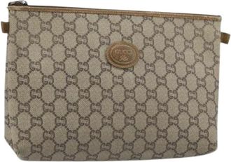 Gucci Pre-owned Clutches, female, Beige, Size: ONE SIZE Pre-owned GG Canvas Clutch
