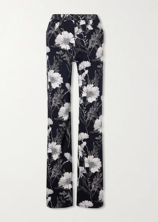 R13 Jeans A Gamba Dritta E Vita Media In Denim Floreale Jane - Nero