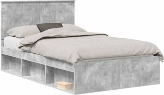 vidaXL Estructura De Cama Concreto 120 X 190 Cm Madera De Pino Macizo Vidaxl