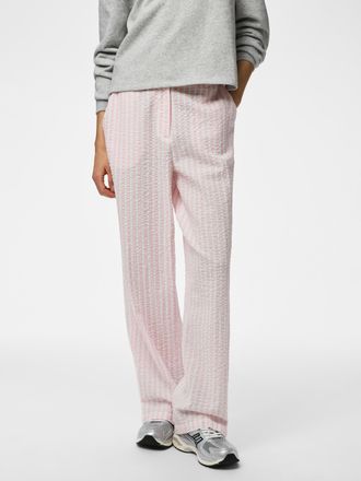 Pieces Stoffhose PIECES PCSTINNA HW PANTS WVN NOOS BC, Damen, Gr. XXL, N-Gr, roseate spoonbill stripes:hellwei&szlig;, Obermaterial: 100% Baumwolle, gestreift, wei