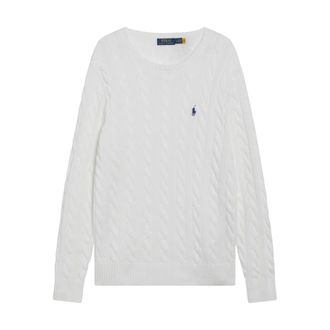 Polo Ralph Lauren Round-neck Knitwear, male, White, Size: L Long Sleeve Pullover