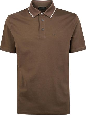 Emporio Armani Polo in cotone con ricamo logo - Marrone