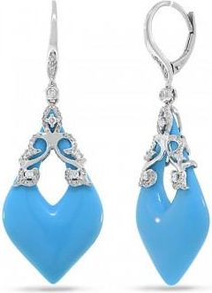 Allurez 0.46ct Diamond & 15.68ct Composite Turquoise 14k White Gold Earrings