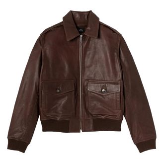 A.P.C. Gael Leren Bomberjack - Heren - Leren en Su&egrave;de Jassen - Bruin - L - Leer - Jassen