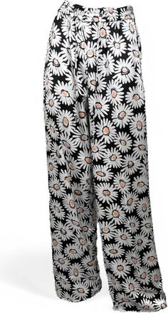 HUGO BOSS Broeken, Dames, Veelkleurig, S, Polyester, Bloemenprint Broek met Wijde Pijpen