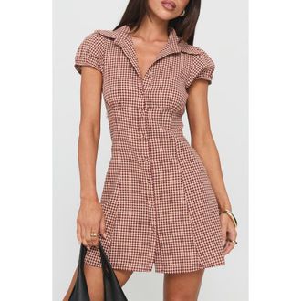 Princess Polly Kavira Gingham Cotton Mini Shirtdress in Red Gingham at Nordstrom, Size 2