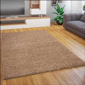 Paco Home Tappeto Salotto Moderno Soggiorno Pelo Lungo Peloso Monocolore Moderno Morbido 140x200 cm, Beige - Paco Home