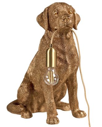 Beliani L&aacute;mpara de mesa perro dorado