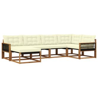 vidaXL Conjunto De Sof&aacute;s De Exterior Con Coj&iacute;n 6 Pcs Natural Y Crema Vidaxl