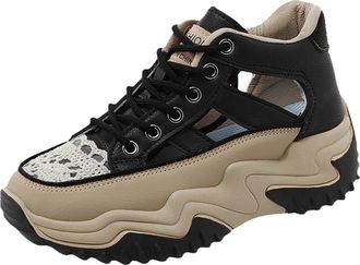 Generic Platform Shoes for Women Leather Wedge Shoes Anti-Slip Lace Up Shoe Hollow Out Walking Shoe Lace-Trimmed Sneakers Elevator Casual Sneakers Tennis Snea