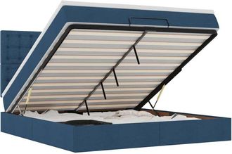 vidaXL Estructura De Cama Otomana Con Colch&oacute;n Tela Azul 180x200cm Vidaxl