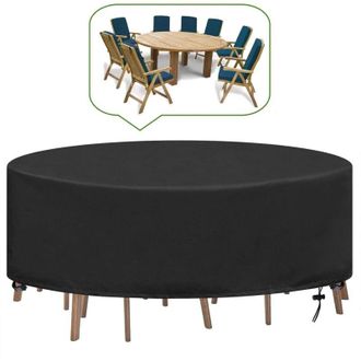 OEM Funda Redonda Para Mesa De Jard&iacute;n, Impermeable Y Resistente A Los Rayos Uv, De Tela Oxford Para Muebles De Jard&iacute;n De Exterior, &Oslash;230x100cm - Crezuo