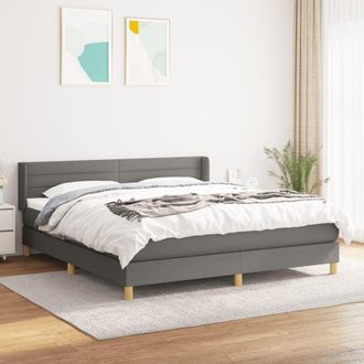 vidaXL Vidaxl - Cama Box Spring Con Colch&oacute;n Tela Gris Oscuro 160x200 Cm