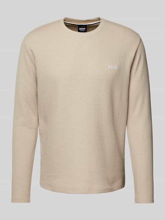HUGO BOSS Longsleeve mit Label-Stitching in Sand, Größe XXL
