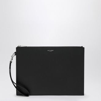Saint Laurent Tablet holder in black grain de poudre leather