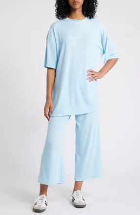 Dressed in Lala Lex Oversize Rib Top & Pants Set in Light Blue at Nordstrom Rack, Size Small