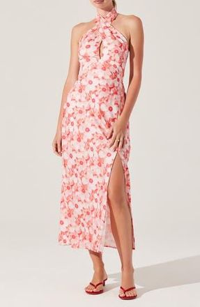 ASTR the Label Marisa Floral Print Halter Dress in Coral Floral at Nordstrom Rack, Size X-Small