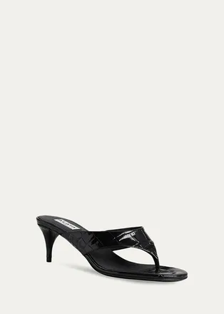 Alaia 55mm Infradito Croc-Embossed Leather Thong Sandals