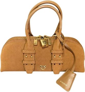 Pinko Pinko, Tassen, Dames, Bruin, ONE Size, Leer, Bowling Handtas