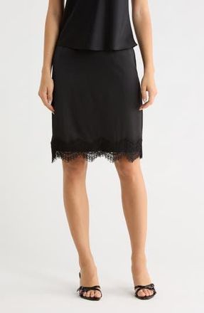 Wayf Lace Inset Midi Skirt in Black at Nordstrom Rack, Size X-Large