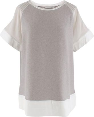 Fabiana Filippi Knit & Mesh Beaded Top Size M