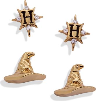 Alex and Ani Harry Potter Hogwarts & Sorting Hat Earring set of 2 in Gold at Nordstrom