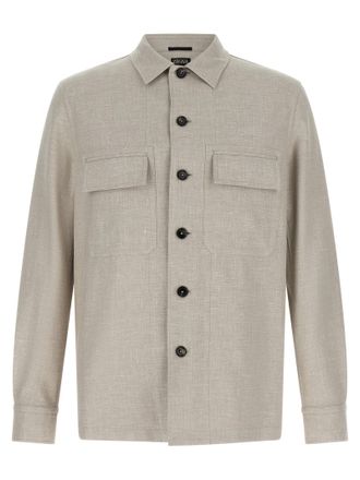 Ermenegildo Zegna Gray Linen Mens Blouse