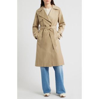 Via Spiga Double Breasted Water Repellent Trench Coat in Summer Camel at Nordstrom, Size X-Small