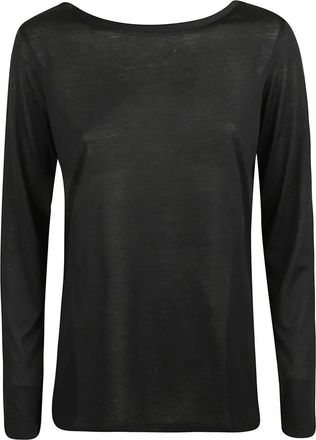 Majestic Filatures Zijde Katoen Zwart T-shirts en Polos - Dames - Longsleeves - Zwart - M - Katoen - Tops