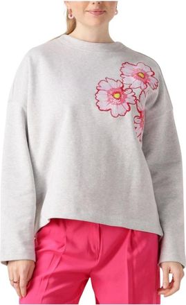 Pom Amsterdam Tops, Dames, Grijs, M, Bloemen Grijs Melange Trui