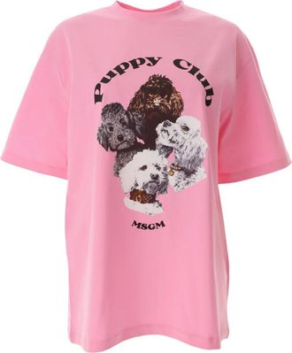 Msgm Puppy Club T-shirt - female - MSGM - T-Shirts - Pink - S - Tops