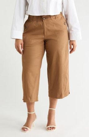 Democracy Button Pocket Crop Wide Leg Pants in Candied Walnut at Nordstrom Rack, Size 24W