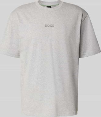HUGO BOSS Relaxed Fit T-Shirt aus reiner Baumwolle in Mittelgrau Melange, Größe XXXL